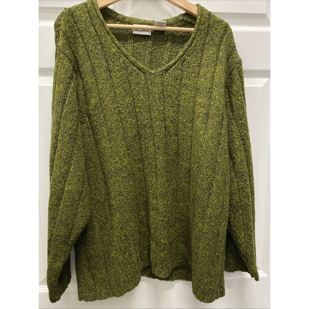 Fashion bug chunky heathered green Knitted Crew Neck Pullover Sweater size 18-20